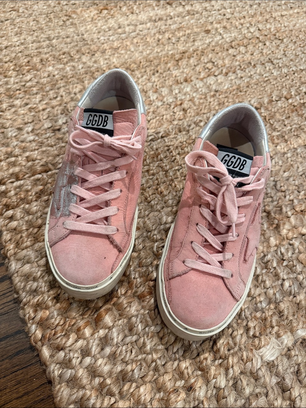 Golden Goose Pink Suede Low-Top Sneakers